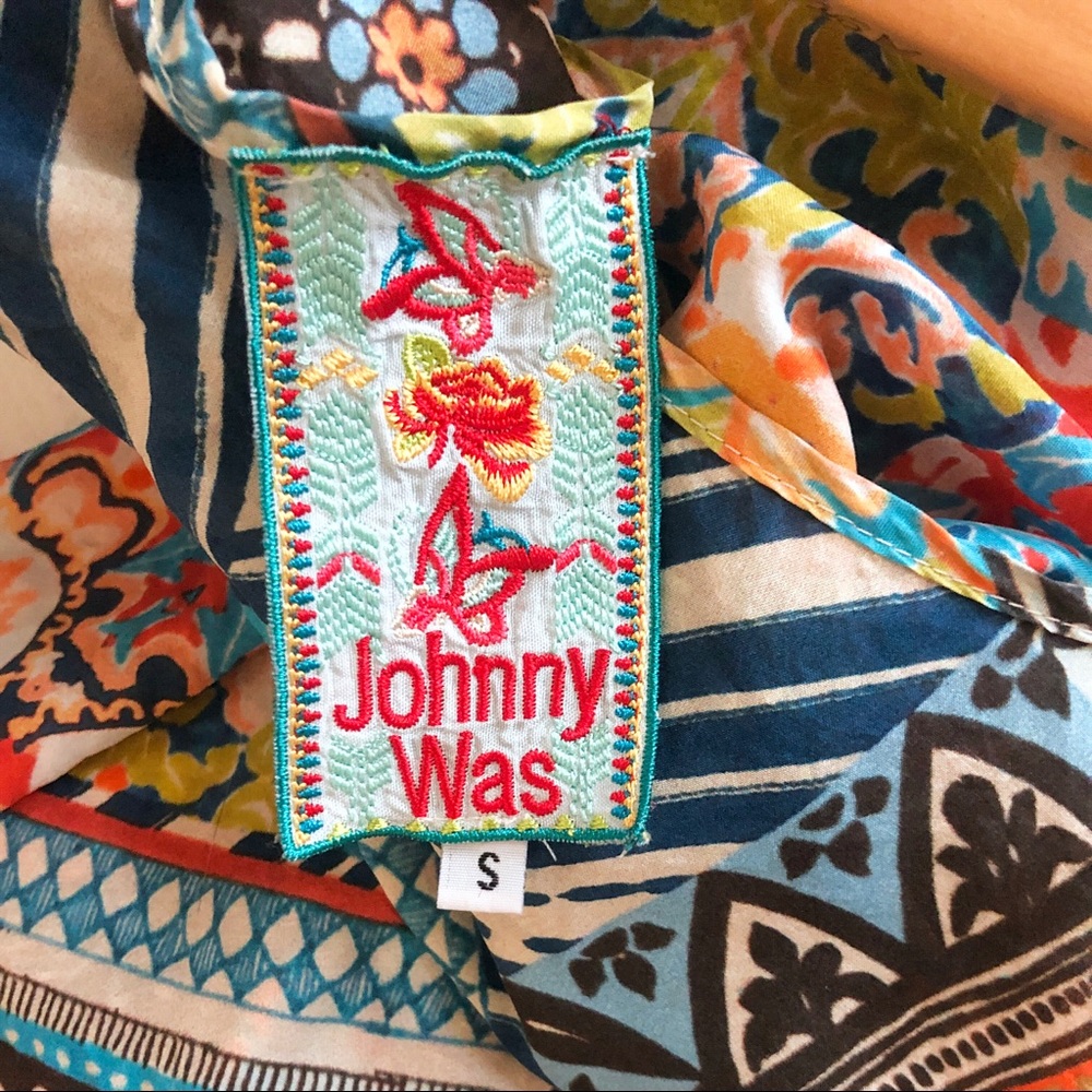 Johnny Was Silk Tunic Patchwork Printed Top - image 5